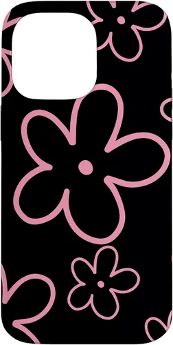 Vista 21 de Pink Black Flower Retro Modern Boho Floral Aesthetics Case for iPhone 17