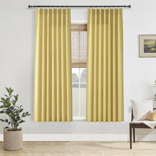 Vista 68 de Jowels Cortinas de lino plisadas naturales con memoria de 96 pulgadas