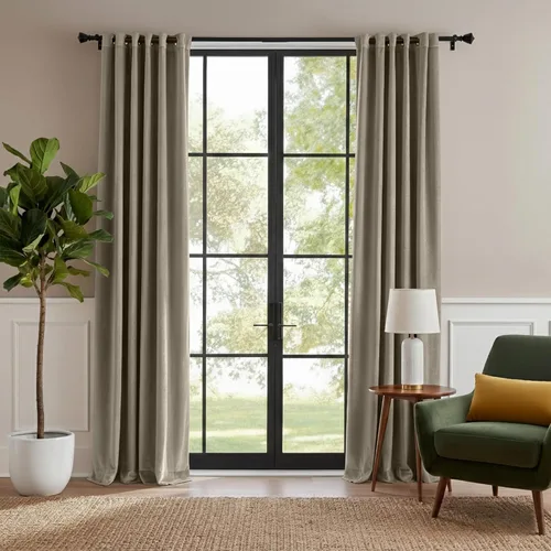 Vista 20 de RYB HOME Cortinas de terciopelo 100% opacas para sala de estar, cortinas de guardería con bloqueo de luz, 2 paneles, cortinas de ventana con Beige