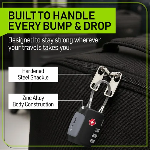 Vista 5 de Untethered TSA Luggage Locks (3 Pack) Resettable 3-Digit Combination TSA Approved Travel Padlocks for Suitcases, Backpacks, Gym Bags & Checked