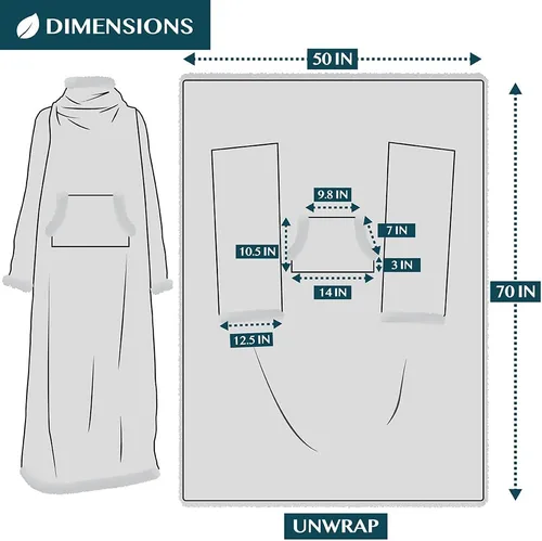 Vista 7 de PAVILIA Manta Sherpa Vestible con Mangas y Bolsillo, Manta Corporal Envolvente Gruesa de Felpa Acogedora para Adultos Mujeres Hombres, Regalo