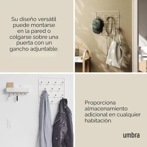 Vista 5 de Organizador multiuso Umbra Estique para puerta, color blanco blanco (White/Natural)