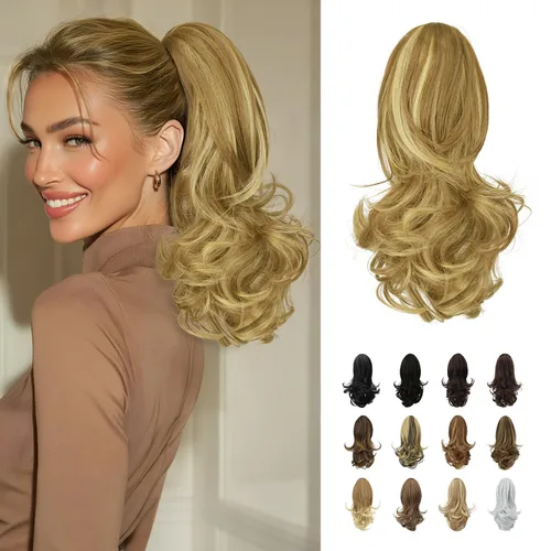 Vista 10 de SOFEIYAN Extensión de Cola de Caballo de 13" Larga y Rizada con Clip en Garra, Extensión de Cabello Sintético de Aspecto Natural para Mujeres