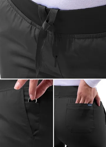 Vista 5 de Adar Pro Scrubs para mujeres - Pantalones de uniforme médico tipo yoga de pierna ajustada Negro