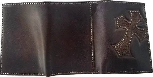 Vista 3 de Cartera de piel con diseño de cruz Nocona de manos rezando