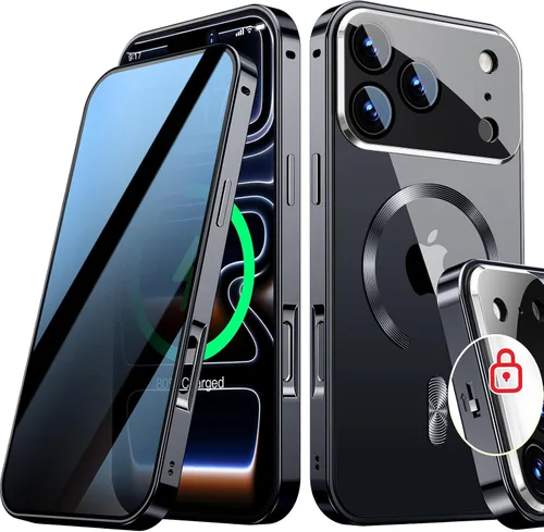 Vista 19 de Funda magnética de privacidad para iPhone 13 Pro, protección completa de la cámara, color negro [Mechanical Lock][Compatible with MagSafe]