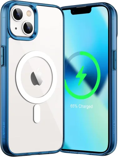 Vista 13 de JETech Funda magnética para iPhone 13 de 6.1 pulgadas, compatible con carga inalámbrica MagSafe, a prueba de golpes, parte trasera transparente