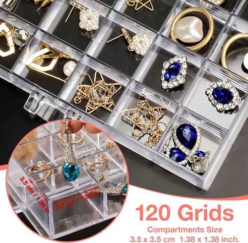 Vista 3 de Noverlife Organizador de joyas transparente joyero duradero con 5 cajones caja organizadora de joyas impermeable organizador de joyas de aretes