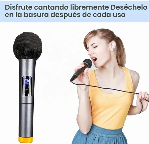 Vista 6 de SUNPRO 100 fundas desechables para micrófono, parabrisas sanitario no tejido para micrófono con banda de alta elasticidad, filtro pop acústicamente