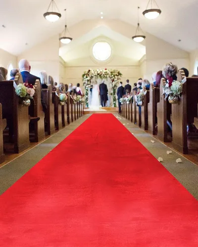 Vista 6 de QueenDream Alfombra de pasillo de terciopelo rojo de 4.5 x 20 pies para eventos de fiesta de cumpleaños