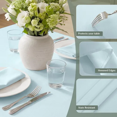 Vista 6 de Softalker Mantel rectangular, impermeable y resistente a las manchas, de tela, sin arrugas, lavable, cubierta de mesa de poliéster de 6.19 onzas por