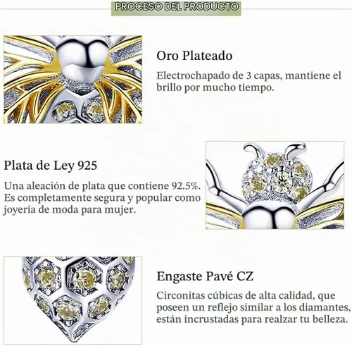 Vista 5 de BISAER Hamsa - Dije de mano de plata de ley, piedras preciosas azules de mal de ojo, se adapta a brazalete, pulsera, collar Abeja