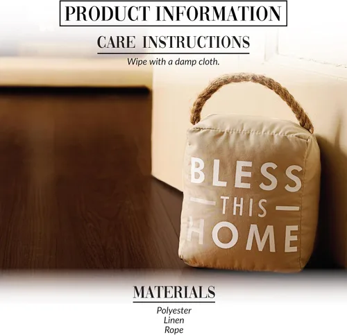 Vista 2 de Pavilion Gift Company 72151 Bless This Home - Tope para puerta, 5 x 6 pulgadas, gris, bronceado, beige y blanco