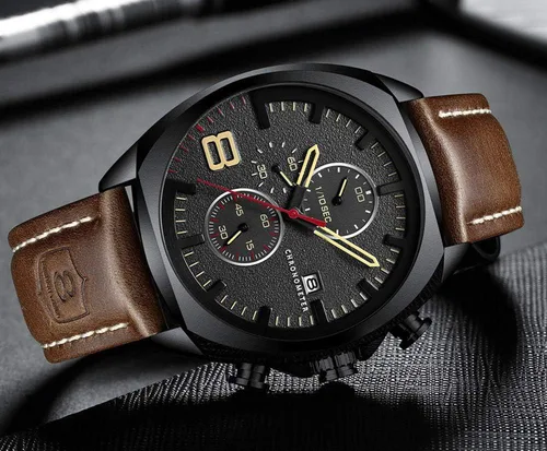 Vista 4 de FANMIS Reloj de cuarzo analógico con cronógrafo de acero inoxidable para hombre