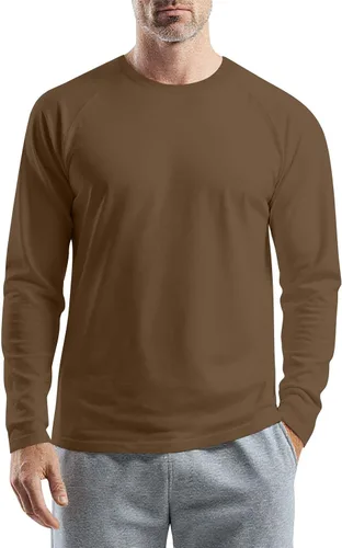 Vista 35 de Camisetas para hombre, manga larga, color sólido, cuello redondo, camisetas básicas informales, M-3XL