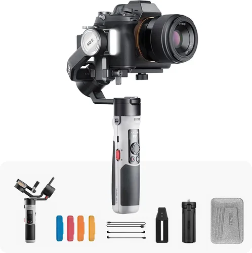 Vista 7 de Zhiyun Crane M2S Combo Gimbal Estabilizador para cámaras, luz de llenado integrada, control Bluetooth, disparo vertical, compatible con cámaras sin