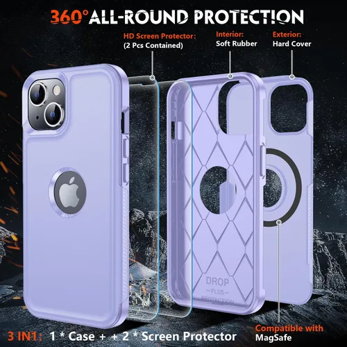 Vista 6 de Redpepper Funda magnética para iPhone 13 [compatible con MagSafe] [protector de pantalla de vidrio] [protección contra caídas de grado militar]