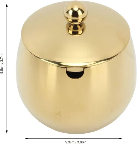 Vista 2 de Tarro grande de acero inoxidable con tapa de almacenamiento para sal caramelo, café, lavavajillas, azúcar, sal, especias, crema, edulcorante (dorado)