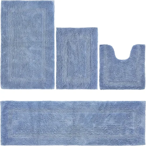 Vista 161 de Better Trends - Juego de 2 alfombras de baño 100% algodón, extra suaves, con borlas, de 17" x 24", alfombra de baño superabsorbente y reversible