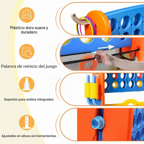 Vista 5 de Juego Gigante de Conectar 4 en Fila con Tela de Malla Altura Ajustable Set de Juego de Patio Jumbo 4-en-1 de 4-para-Anotar con Baloncesto, Golf