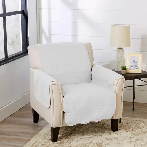Vista 21 de Great Bay Home Funda reversible de retazos reclinable, lavable, protector de muebles con correas elásticas, perfecta para niños y mascotas, detalle