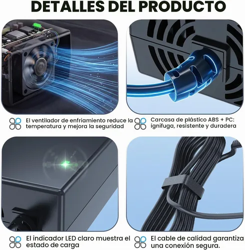 Vista 4 de Cargador eléctrico de 54.6V 2A para carga rápida y segura de 48v de batería de iones de litio 13S