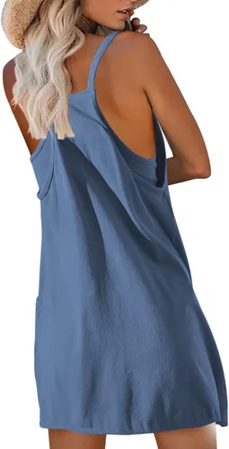 Vista 3 de Yanekop Vestido de tenis para mujer, vestido de golf para entrenamiento con camisola y pantalones cortos integrados, vestidos atléticos sin mangas