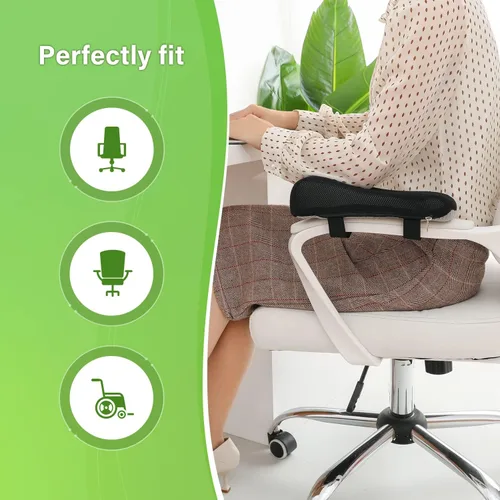 Vista 6 de Large Leaf - Juego de 2 reposabrazos ergonómicos de gel para silla de juegos de oficina con reposabrazos de espuma viscoelástica