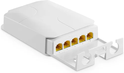 Vista 9 de MokerLink - Extensor PoE Gigabit de 4 puertos para exteriores, repetidor IEEE 802.3 af/at, 10/100/1000 Mbps, 1 en 3 salidas, interruptor de paso POE