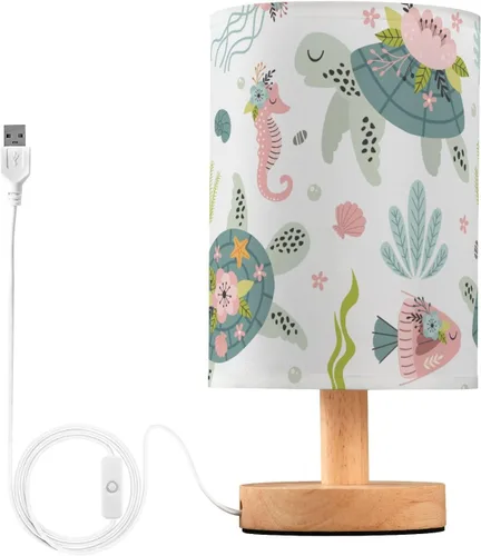 Vista 25 de Bedside Table Lamp Cute Highland Cow Animal Nightstand Lamp with Wood Desk Lamps for Bedroom Living Room Nursery Office Home Decor