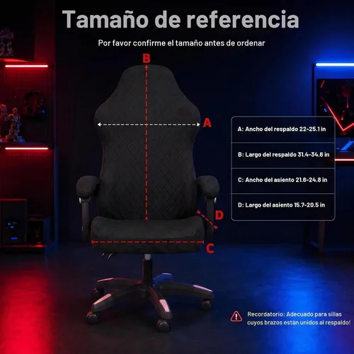 Vista 6 de Deisy Dee Sin silla, solo fundas para sillas de juegos, fundas elásticas de poliéster para silla reclinable de juegos de carreras (negro)