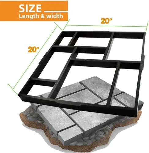 Vista 2 de Avalution Talla Grande 20"x20"x1.8" Creador de Caminos Molde de Piedra de Concreto Pathmate Reutilizable Adoquín de Piedra para Césped Patio Jardín