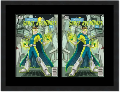 Vista 108 de Marco de cómic blanco mate para cómics publicado entre 1938 y 1955 (marco de madera maciza de cómic de la edad dorada) hecho para mostrar 4 cómics