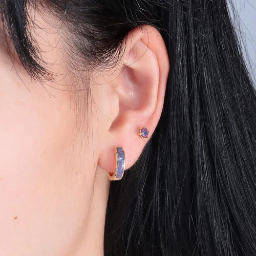 Vista 116 de CiNily Aretes Huggie de ópalo con bisagras, chapados en oro, hipoalergénicos, pequeños aretes de aro para mujeres, adolescentes, niñas, hombres
