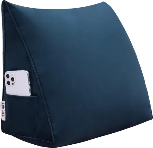 Vista 8 de VERCART Almohada triangular de cuña para cama, respaldo y respaldo, almohadas de lectura para lumbar y sentarse, manta decorativa para silla de Beige