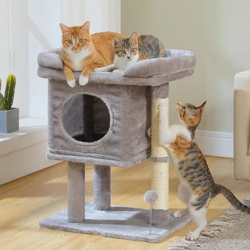 Vista 9 de PAWZ Road Poste rascador y almohadilla para gatos, postes y almohadillas para rascar cubiertos de sisal con pelota de juego, ideal para gatitos