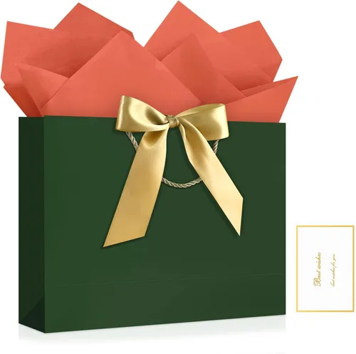 Vista 41 de JMANNI 12 bolsas de regalo de papel de boda con asa, bolsas medianas de regalo de agradecimiento de 13 pulgadas con lazo de cinta, regalos