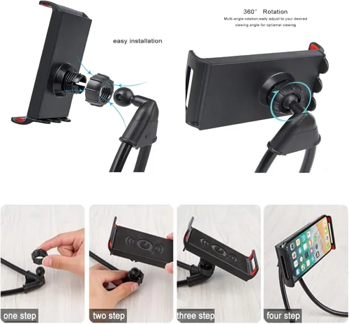Vista 3 de Soporte para teléfono celular con cuello de cisne Universal Mobile Phone Stand,Lazy Bracket,360 Rotating, DIY Flexible Mount Stand with Multiple