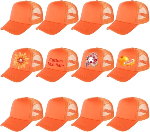 Vista 8 de Ultrafun Paquete de 12 sombreros de camionero de verano de malla sublimación en blanco, gorras de béisbol ajustables para hombres y mujeres
