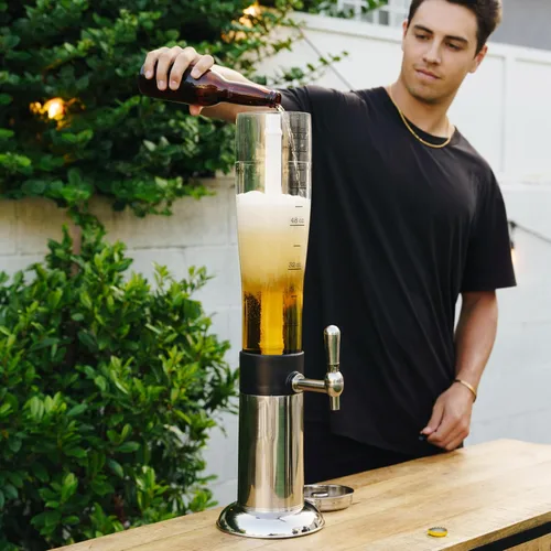 Vista 7 de Hammer + Axe Dispensador de bebidas – Dispensador de bebidas de fiesta de 88 onzas con tubo de hielo y grifo, fuente de bebidas para cerveza, agua