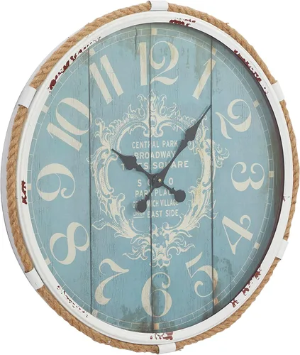 Vista 9 de Deco 79 Reloj de pared de metal con acento de cuerda, 25" x 2" x 25", azul