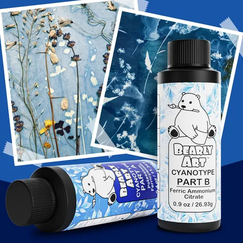Vista 7 de Bearly Art Cyanotype Kit - Sun - Juego de impresión solar para impresión fotográfica en papel y tela - Sensibilizador de 2 partes - Archivo - Crea