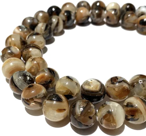 Vista 2 de ABCGEMS - Cuentas de concha King Troca del Océano Pacífico (precioso nácar grueso, exquisito brillo con matriz de cebra) suministros de cuentas