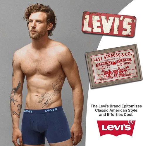 Vista 7 de Levi's Calzoncillos tipo bóxer para hombre, algodón elástico transpirable para hombre, paquete de 3
