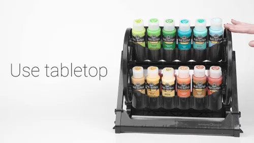 Vista 6 de Organizador rotacional Plaid para almacenamiento de pintura acrílica, contenedor de almacenamiento de pintura que guarda 24 botellas estándar de 2