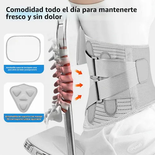 Vista 3 de Soporte de espalda para aliviar el dolor de espalda baja para mujeres, cinturón de apoyo lumbar ajustable, malla transpirable para hernia de disco