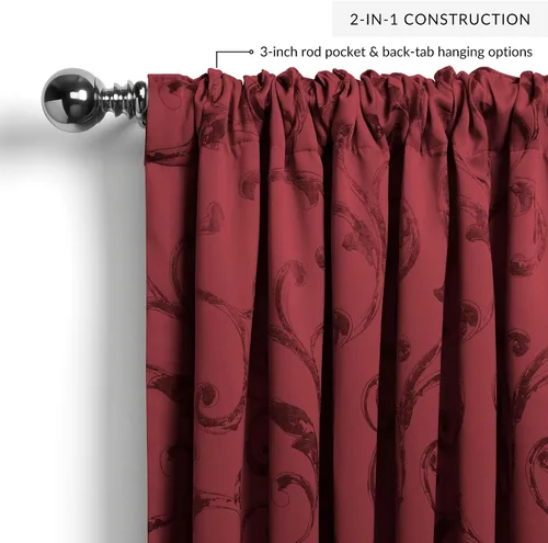 Vista 62 de Elrene Home Fashions Cenefa Opaca Jacquard Scroll Mia, 52" x 19" (1 Cenefa), Dorado