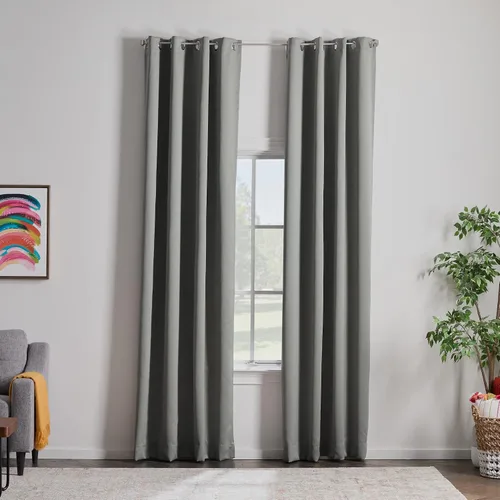 Vista 35 de Linenspa Juego de 2 paneles de cortinas 100% opacas, cortinas azul marino de 63 pulgadas de largo, aislamiento térmico, reducción de ruido