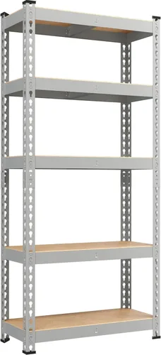 Vista 12 de Yaheetech Estantes de almacenamiento, estantería de metal ajustable resistente de 5 niveles, estante industrial para garaje, almacén, despensa, Negro