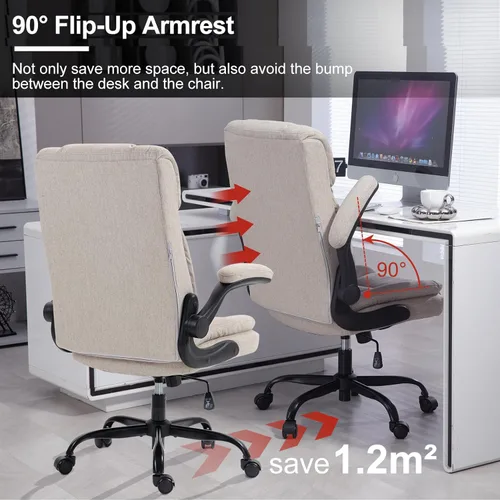 Vista 8 de Silla de oficina con respaldo alto, ergonómica, ejecutiva, silla de escritorio para computadora, cómoda tela, acolchada, sillas de escritorio